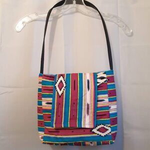 New Southwestern Aztec Shoulder bag purse Sarape stripe Western Turquoise Magent
